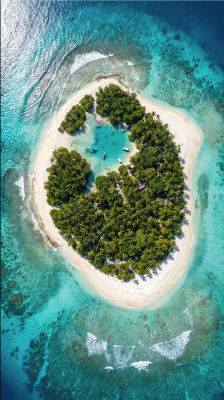 AI-generated aerial view of a tropical island