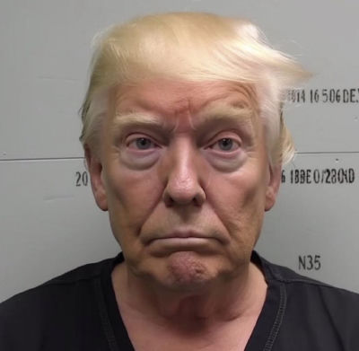 AI-generated image resembling a Donald Trump mugshot