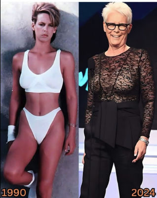 AI-generated 'then and now' image of Jamie Lee Curtis (1990 vs 2024)