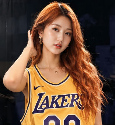 AI-generated image of an unidentified woman in a Lakers jersey