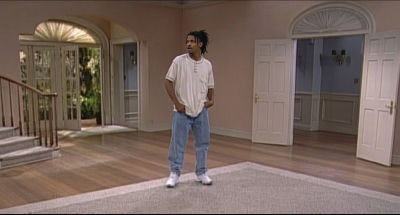 AI-generated recreation of ja morant in The Fresh Prince of Bel-Air mansion foyer scene
