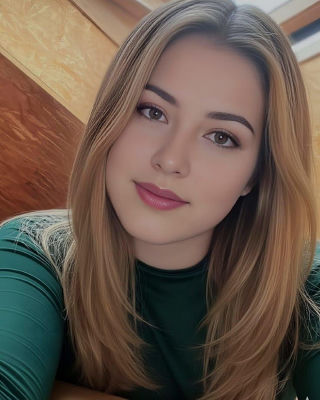 AI portrait of a woman in a green top