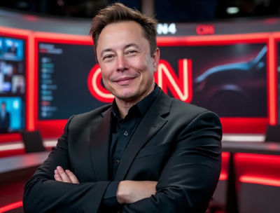 AI-generated image of Elon Musk in a CNN studio setting