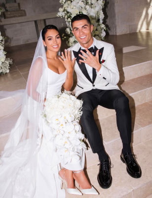 AI-generated wedding photo of Cristiano Ronaldo and Georgina Rodríguez