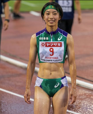 AI generated image of unidentified woman in track uniform at Fukuoka event
