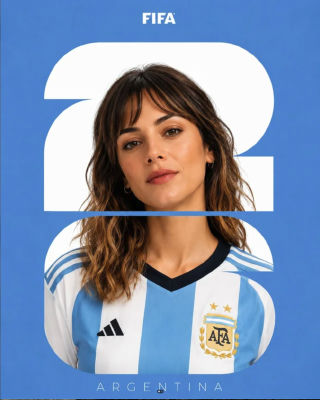 AI-generated FIFA-style Argentina squad card featuring a woman