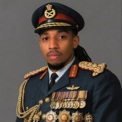 AI-generated portrait of a B Lou in an ornate ceremonial military dress uniform