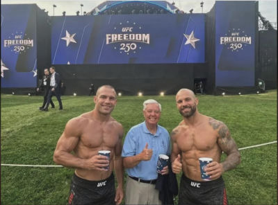 Deepfake of Randy Couture, Lucas Pointud, and Lindsey Graham at UFC Freedom 250