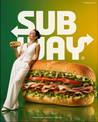 AI-generated Subway sandwich advertisement featuring a woman in white