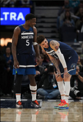 AI-generated image of Lamelo Ball and Anthony Edwards laughing on the court
