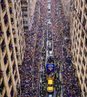 AI-generated image of a fabricated New York Knicks 2024 NBA Championship parade