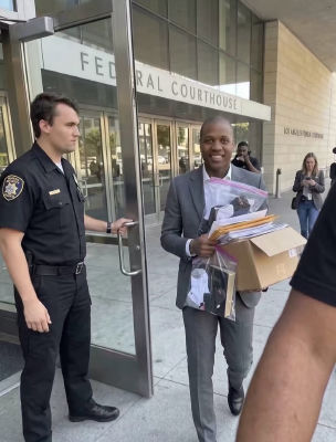 AI-generated image of Lil Durk leaving Los Angeles Federal Courthouse