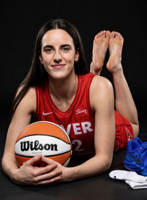 Deepfake of an unidentified woman in an Indiana Fever jersey with a Wilson basketball
