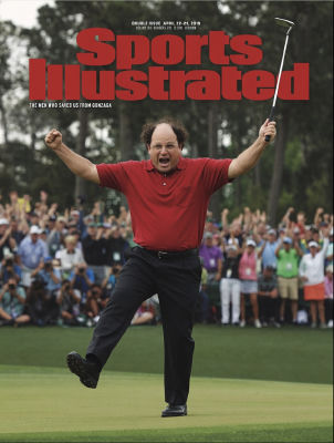 AI-generated Sports Illustrated cover depicting Jason Alexander celebrating on a golf green