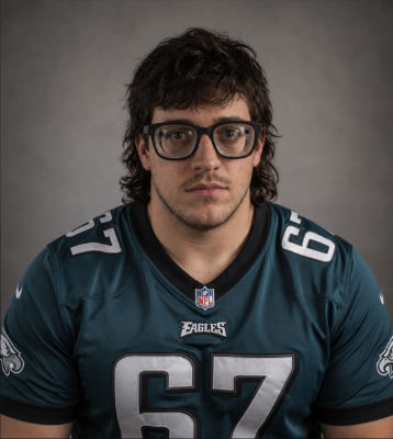 AI-generated image of a man in a Philadelphia Eagles jersey