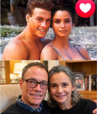 Deepfake of a young Jean-Claude Van Damme with a woman compared to real photo