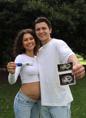 AI-generated pregnancy announcement image of Zendaya and Tom Holland