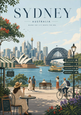 AI-generated Sydney, Australia travel poster
