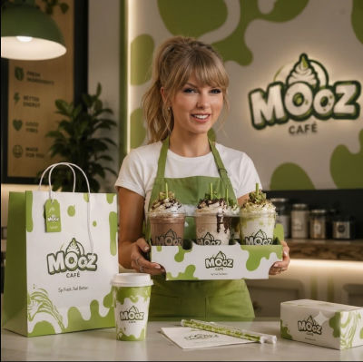 AI-generated image of Taylor Swift at MOOZ Café