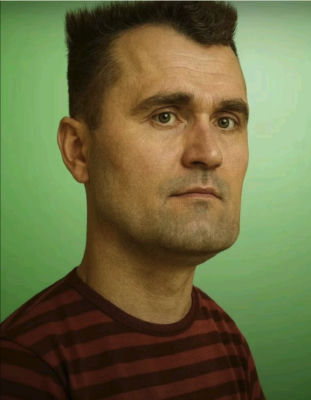 AI-generated portrait of Charlie Kirk in a striped shirt