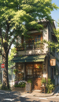 AI-generated illustration of a Japanese corner shop