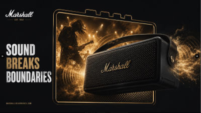AI-generated Marshall headphones 'Sound Breaks Boundaries' advertisement