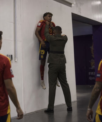 AI-generated image of a Spanish national team player being detained at FIFA World Cup Qatar 2022