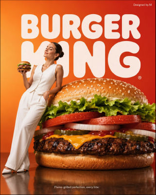AI-generated image of a woman in a fabricated Burger King advertisement