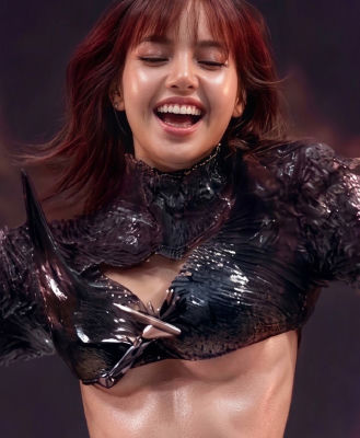 AI image detected of Lisa in a crop top in concert