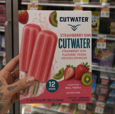 AI-generated image of Cutwater Strawberry Kiwi vodka popsicles