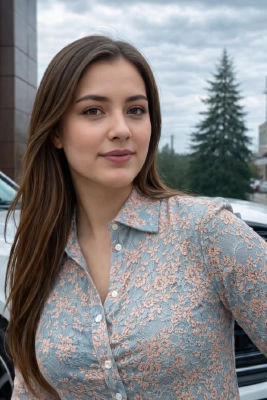 AI image detected of of a woman in a floral dress