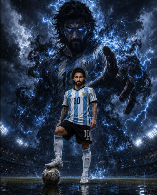 AI-generated image of Man in an Argentina national team kit
