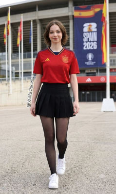 AI-generated image of Emma Myers at Spain 2026 World Cup stadium