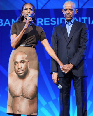 AI-generated image of Michelle Obama and Barack Obama Presidential event