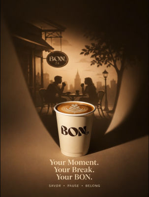 AI-generated BON 24 coffee brand advertisement