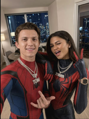 AI-generated image of Tom Holland and Zendaya in Spider-Man costumes