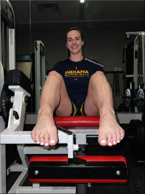 AI-generated image of Caitlin Clark working out in a gym