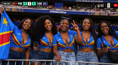 AI-generated image of Bresha Webb with DR Congo fans at FIFA World Cup 2026