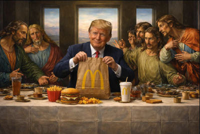 AI-generated Last Supper parody featuring Donald Trump and McDonald's