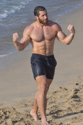 AI-generated image of Jake Gyllenhaal on a beach