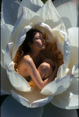 AI-generated image of a woman in a lotus flower