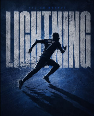 AI-generated Kylian Mbappe running poster illustration