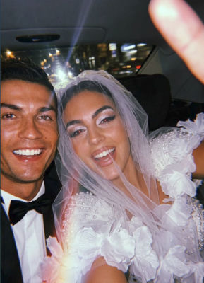 AI-generated image of Cristiano Ronaldo in a wedding scene with a woman